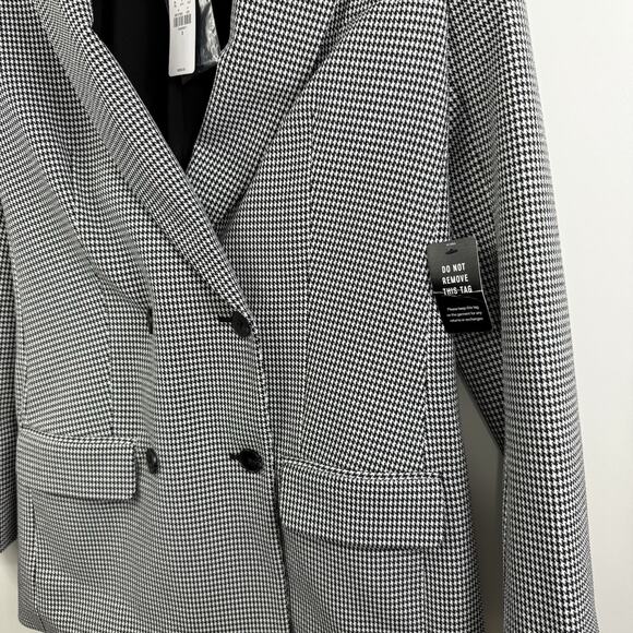 Express New Black White Houndstooth Blazer Small Double Breasted Academia Office - Picture 4 of 13